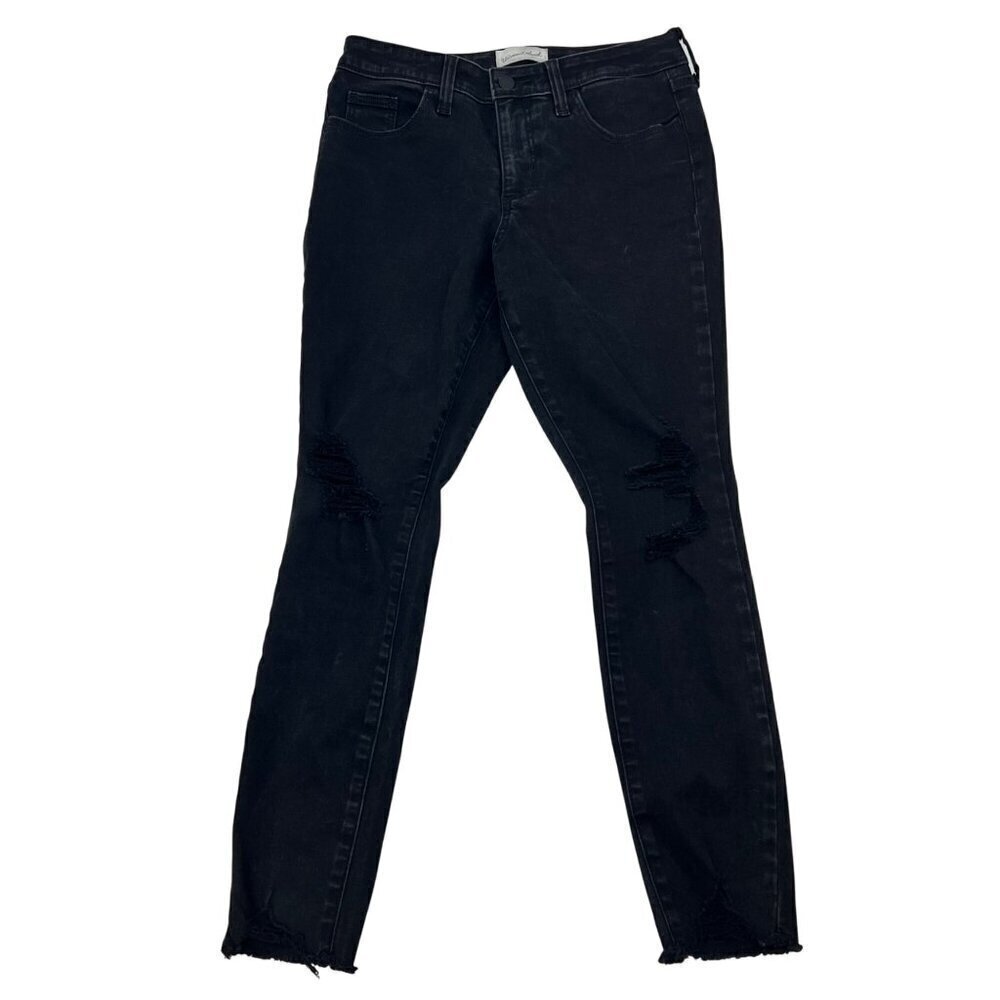 Universal Thread Womens Mid Rise Skinny Jeans Black Distressed Size 2/26S